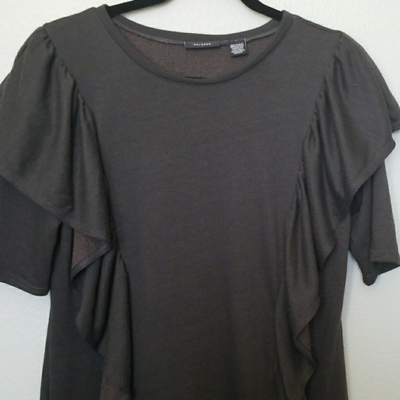 Halogen Romantic Flirty Workplace Siren gray ruffle front sweater dress large - Picture 3 of 7